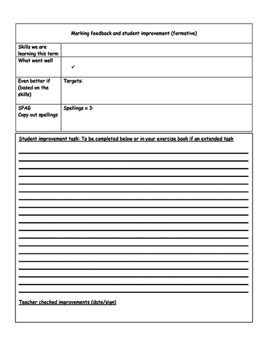 GCSE Marking Assessment feedback