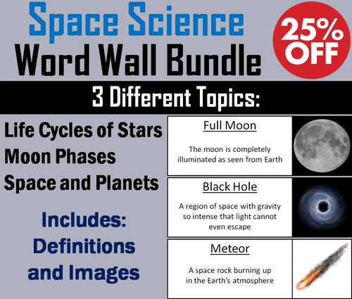 Astronomy/ Space Science Word Wall Bundle: Stars, Planets, Moon Phases