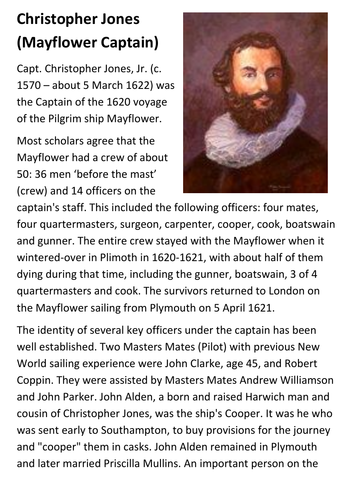 Christopher Jones (Mayflower Captain) Handout