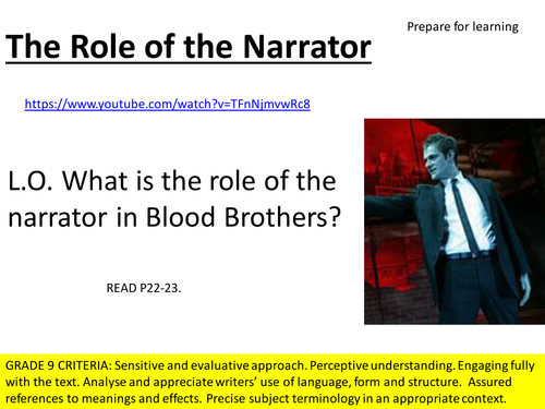 Blood Brothers - Role of the Narrator - Full lesson, objectives and resources