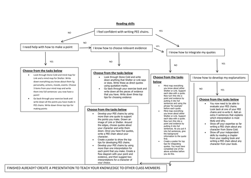 Stone Cold: reading skills self assessment activity sheet
