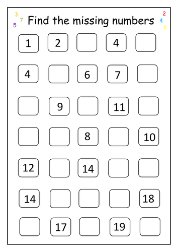 Find the missing numbers up to 20. (Forward) | Teaching ...