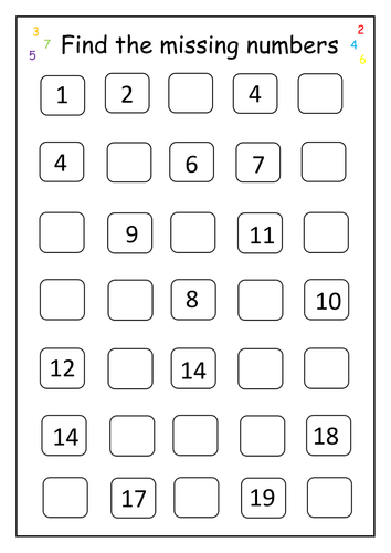 Find the missing numbers up to 20. (Forward)