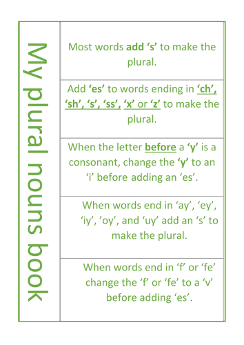 Plural nouns flip book