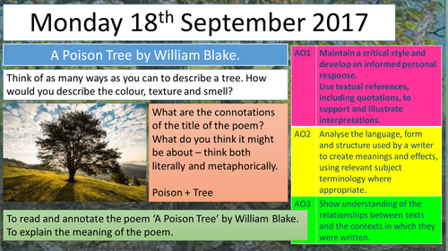 A Posion Tree / London 1 week (5 Lessons) William Blake