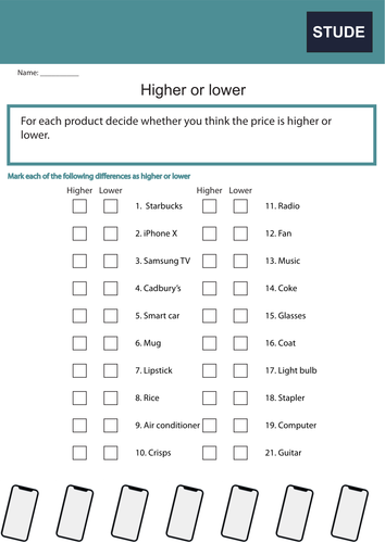 iPhone X Higher Lower game