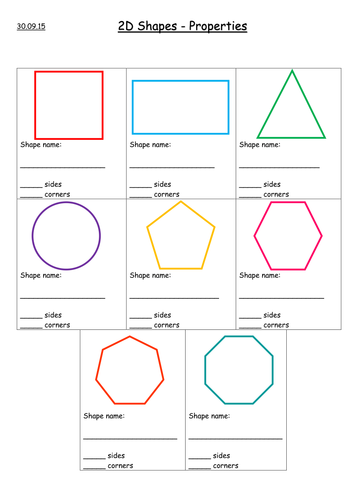 2d shape properties year 1 teaching resources