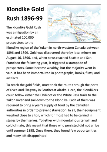 Klondike Gold Rush Handout