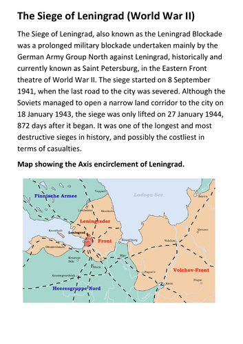 The Siege of Leningrad (World War II) Handout