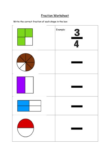 simple fraction worksheet teaching resources
