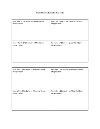Origen's Senses of Scripture Practice | Teaching Resources