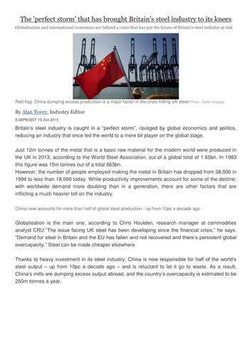 Impacts of Globalisation - HIC and NIC (UK and India)