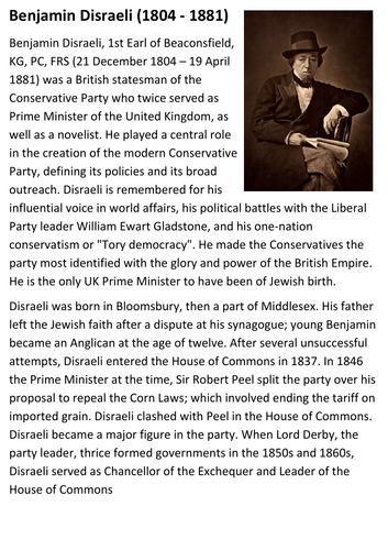 Benjamin Disraeli Handout