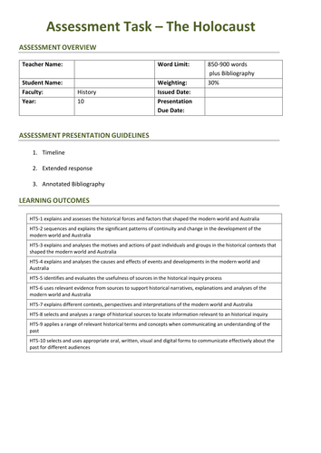 Assessment Task - The Holocaust