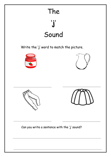 phonics j sound worksheet teaching resources