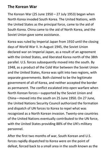 The Korean War Handout