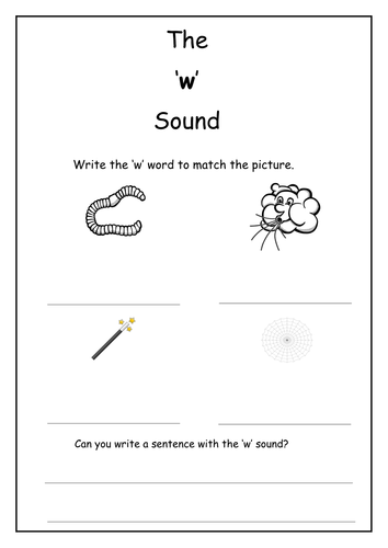 Phonics: w sound worksheet