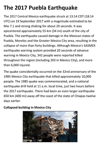 The 2017 Puebla Earthquake Handout
