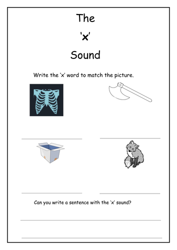 Phonics X Sound Worksheet Teaching Resources