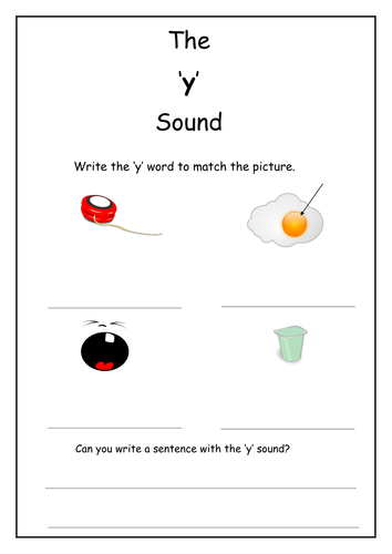 Phonics: y sound worksheet