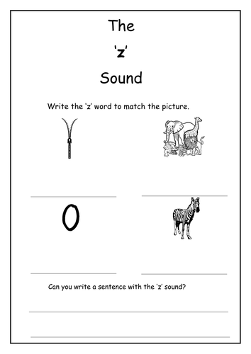 phonics z sound worksheet teaching resources