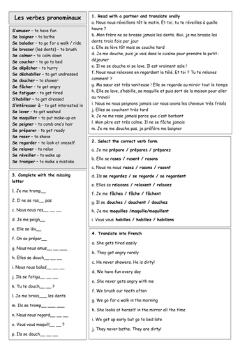 KS3 French - Daily routine (pool of resources)