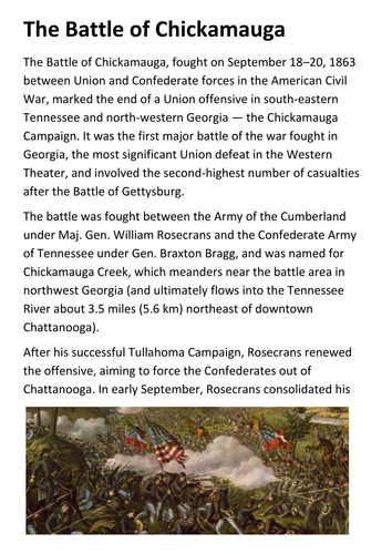 The Battle of Chickamauga Handout