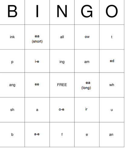 Phonics Bingo