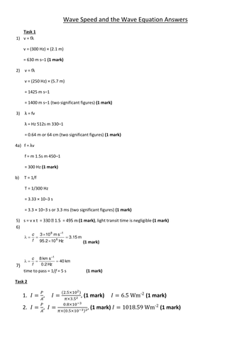 GCSE Physics Wave Speed (v=fλ) Questions and Answers