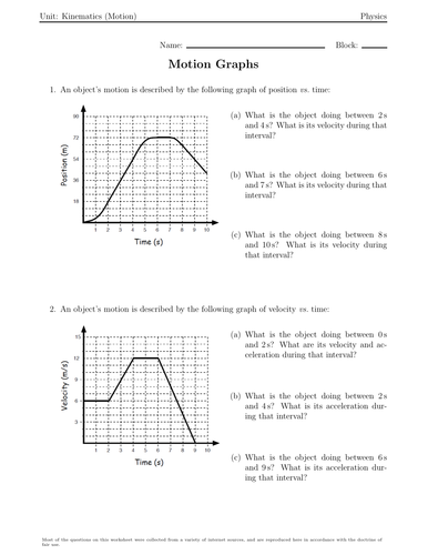 Motion Graphs Physics Worksheet - Promotiontablecovers
