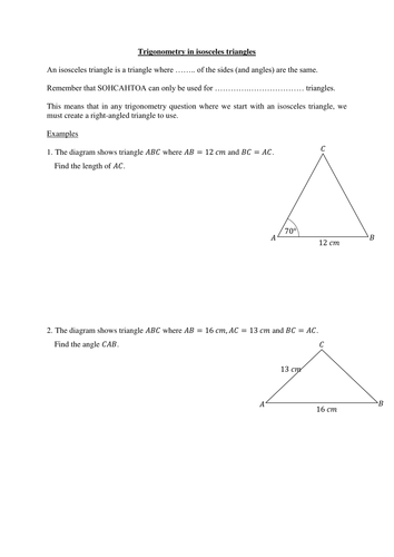 isosceles triangle theorem worksheet