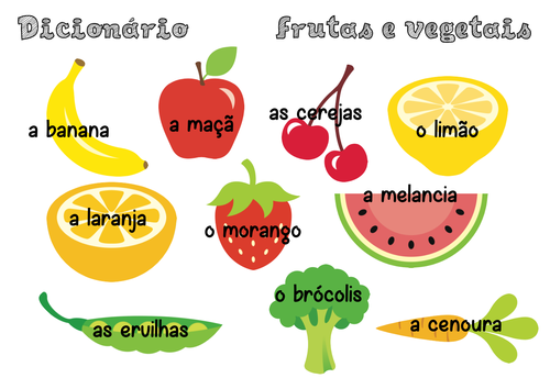 Portuguese picture dictionary - fruit and veg