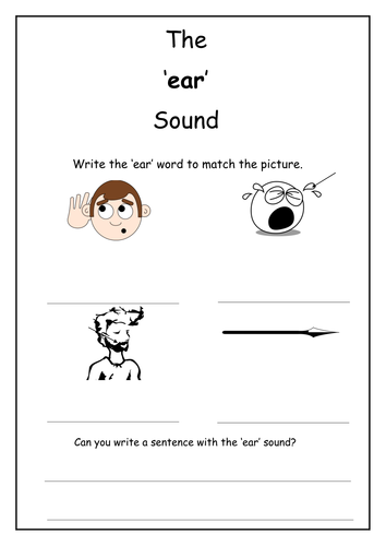 Phonics: ear sound worksheet