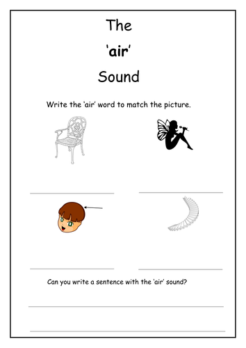 Phonics: air sound worksheet | Teaching Resources