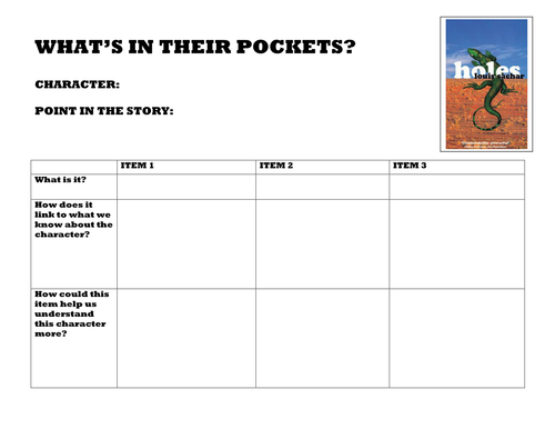 Louis Sachar's Holes: understanding character starter activity