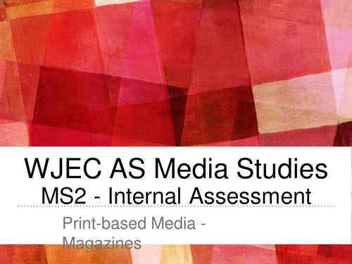 WJEC AS MS2 Media Studies Coursework exemplars