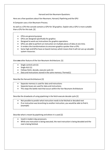 A-LEVEL Computer Science - 1.1.1 - Von Neumann Architecture Vs Harvard