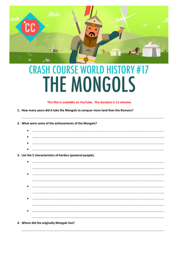 Crash Course World History The Mongols Teaching Resources