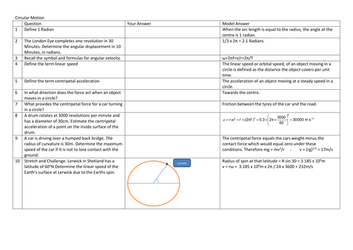 AQA Alevel Physics - 10 Quick Questions -  Further Mechanics