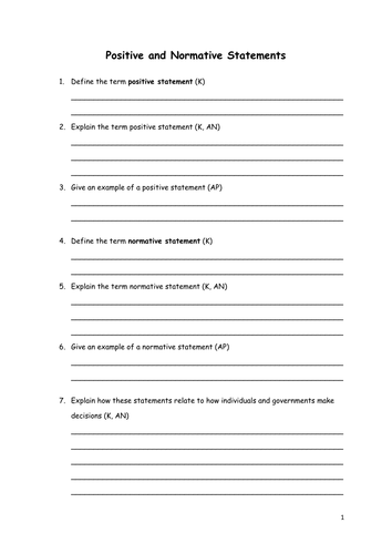Positive and Normative Statements