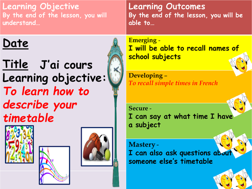 J'ai cours module 2 unit 3 Describing timetable in French (studio)