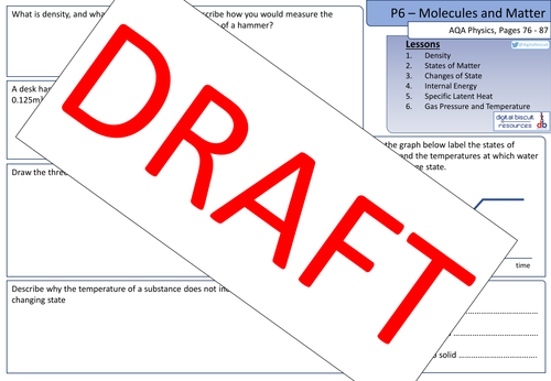 New AQA (2016) Physics P6 - Molecules and Matter - Revision Sheet