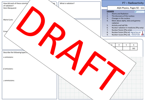 New AQA (2016) Physics P6 - Radioactivity - Revision Sheet