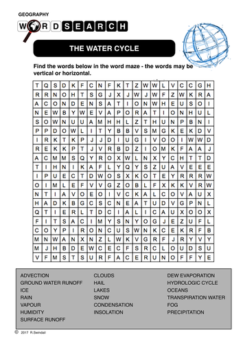 Water Cycle - word search