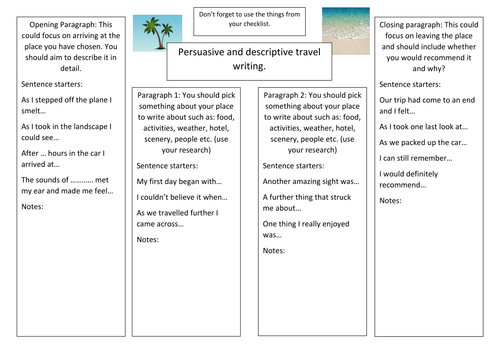 Travel writing scaffolding