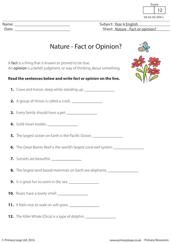 Nature - Fact or Opinion?