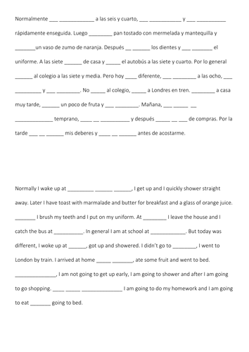 Reflexives - 3 tenses - parallel translation