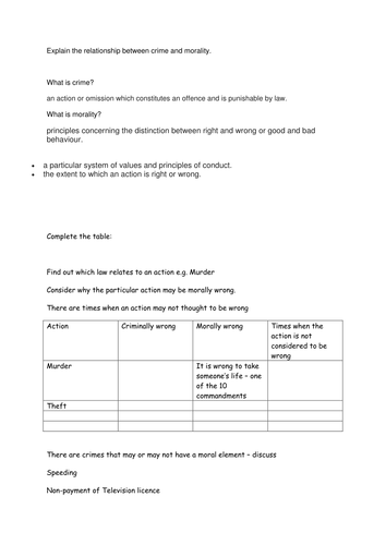 Explain the relationship between crime and morality