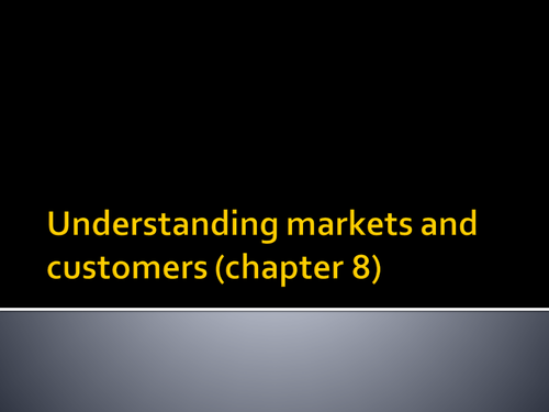 9-1 GCSE Customer Needs and Market Research