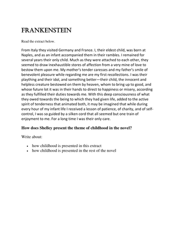 Frankenstein Assessment Pack